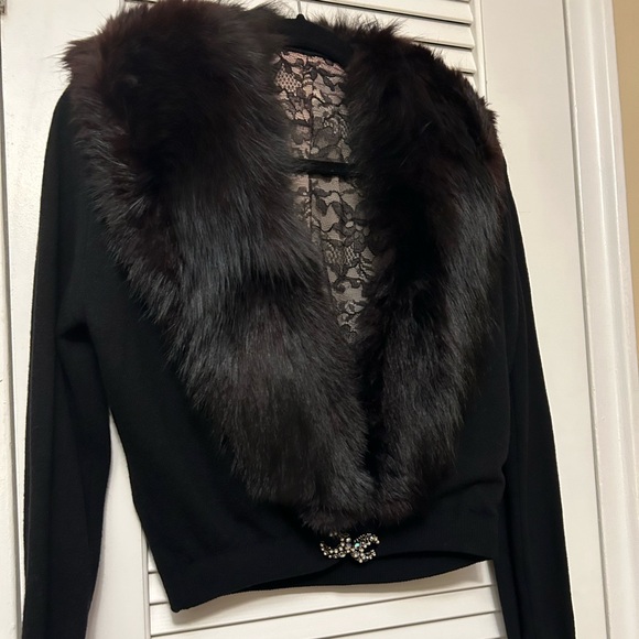 Vintage RARE Harel Fox Fur Collar Cashmere Sweater Size Medium - Picture 12 of 12